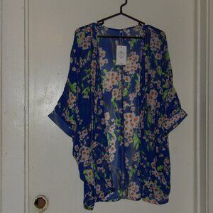NWT Olrain Blue Floral Kimono Sz M